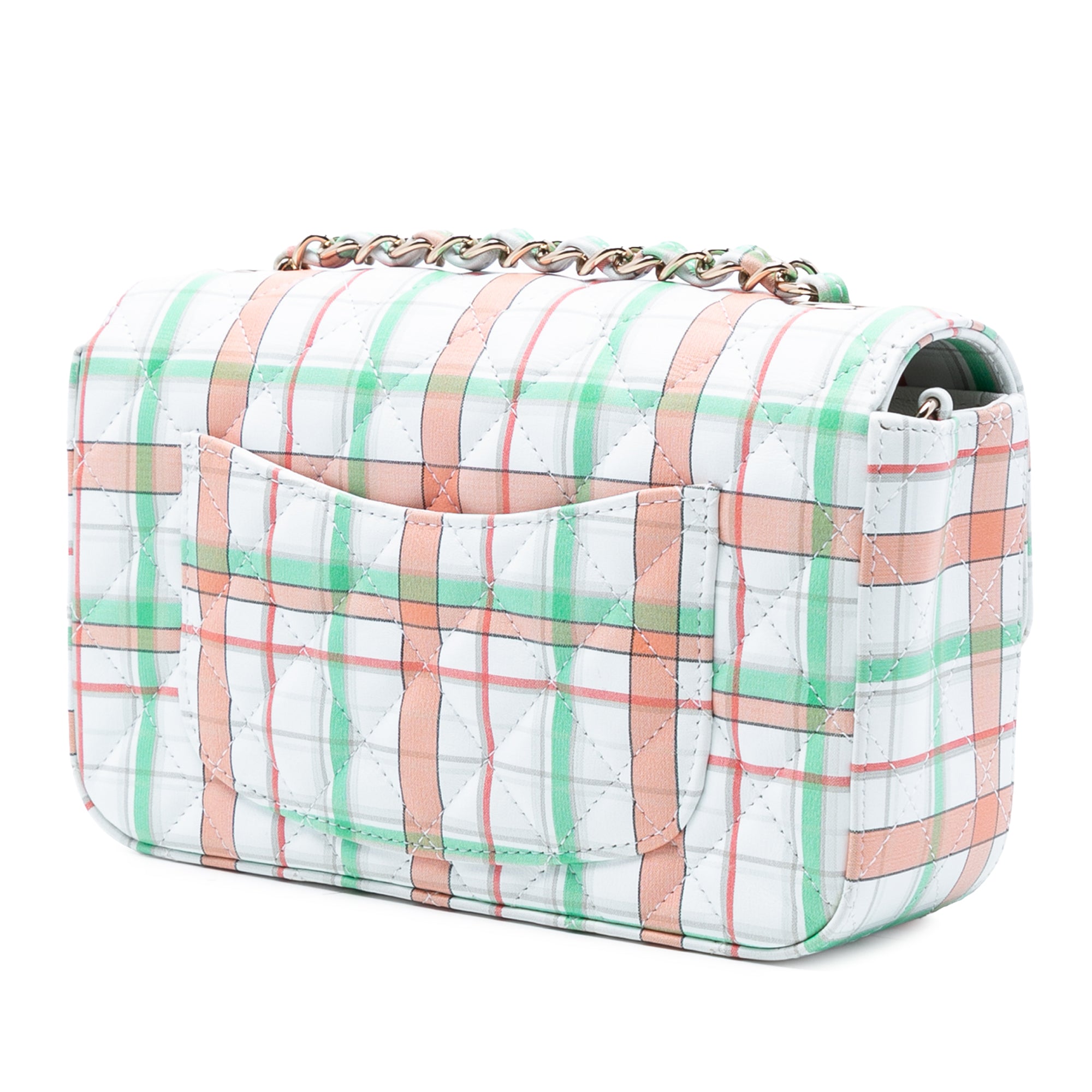 Mini Rectangular Classic Plaid Printed Calfskin Single Flap