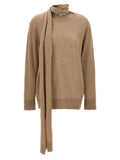 Stella Mccartney Cashmere Blend with Scarf Detail Sweater — Beige