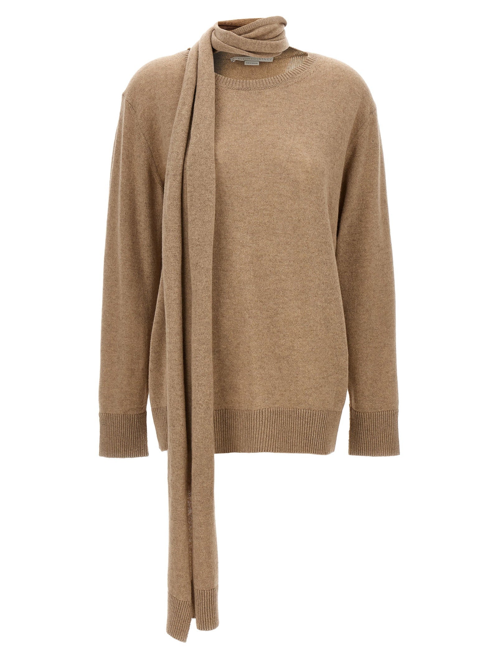 Stella Mccartney Cashmere Blend with Scarf Detail Sweater — Beige