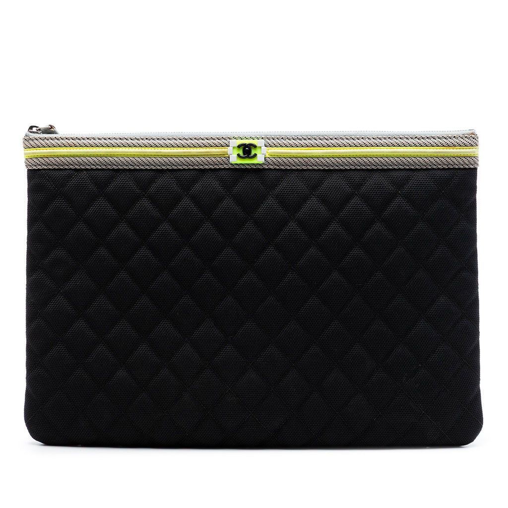 Large Quilted Nylon Fluo Boy O Case Clutch