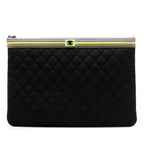 Large Quilted Nylon Fluo Boy O Case Clutch
