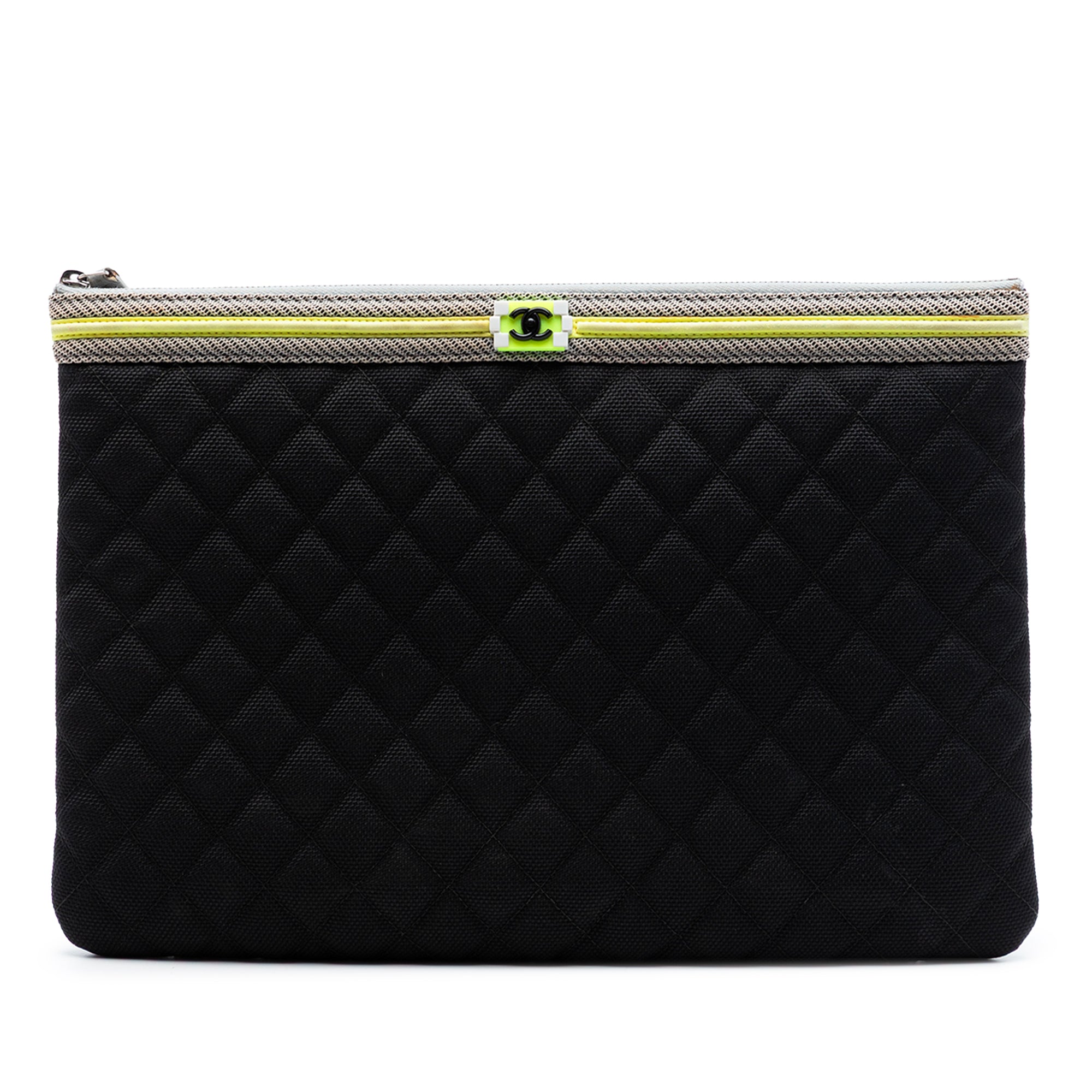 Large Quilted Nylon Fluo Boy O Case Clutch