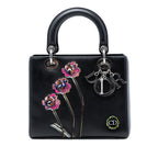 Medium Calfskin Embroidered Flower Lady Dior