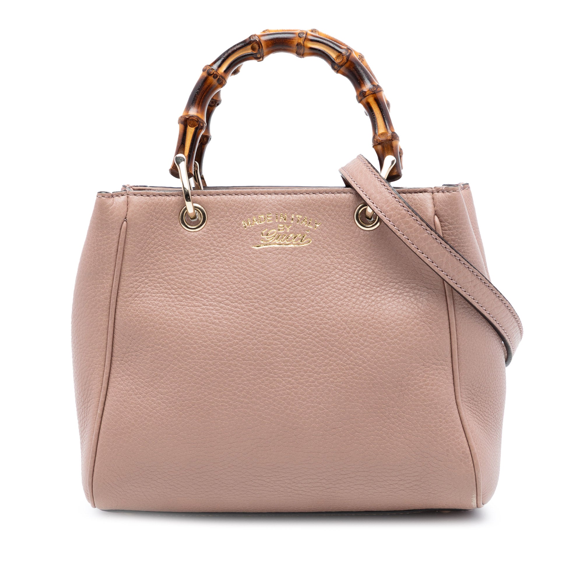 Mini Calfskin Bamboo Shopper Satchel