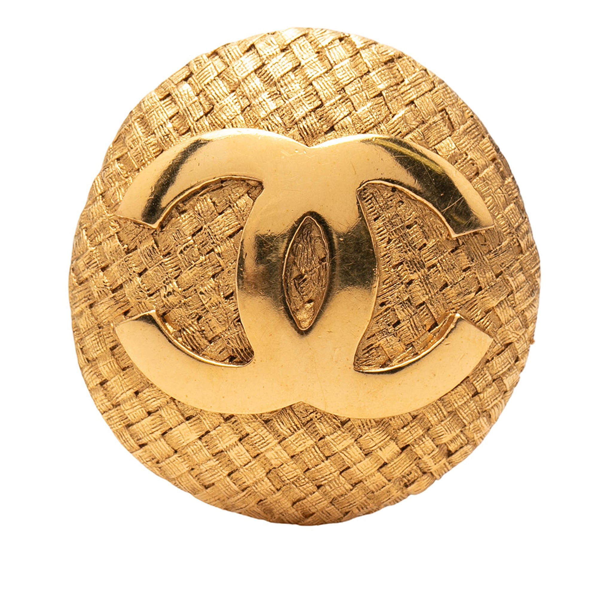 CC Gold Plated Woven Round Brooch