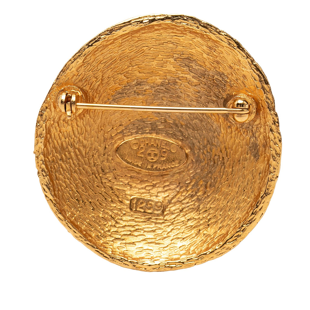 CC Gold Plated Woven Round Brooch