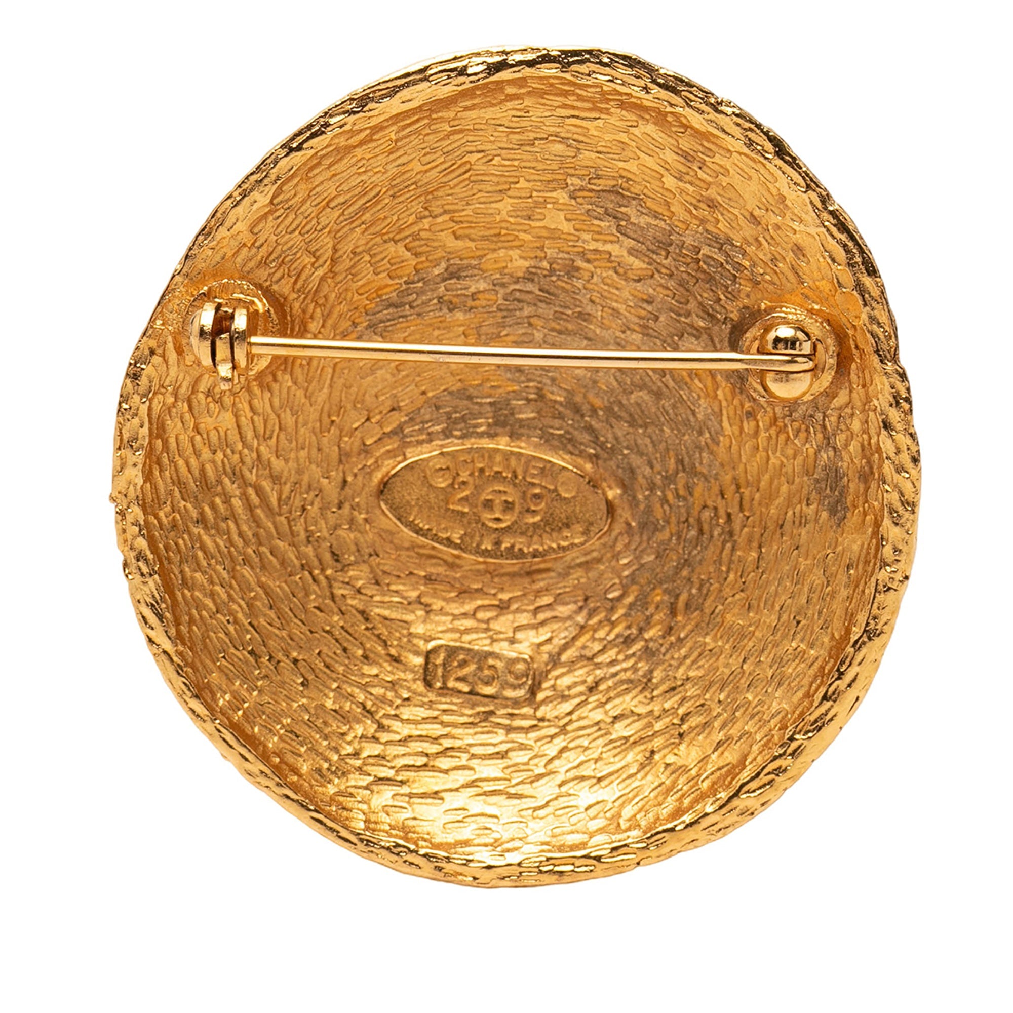 CC Gold Plated Woven Round Brooch