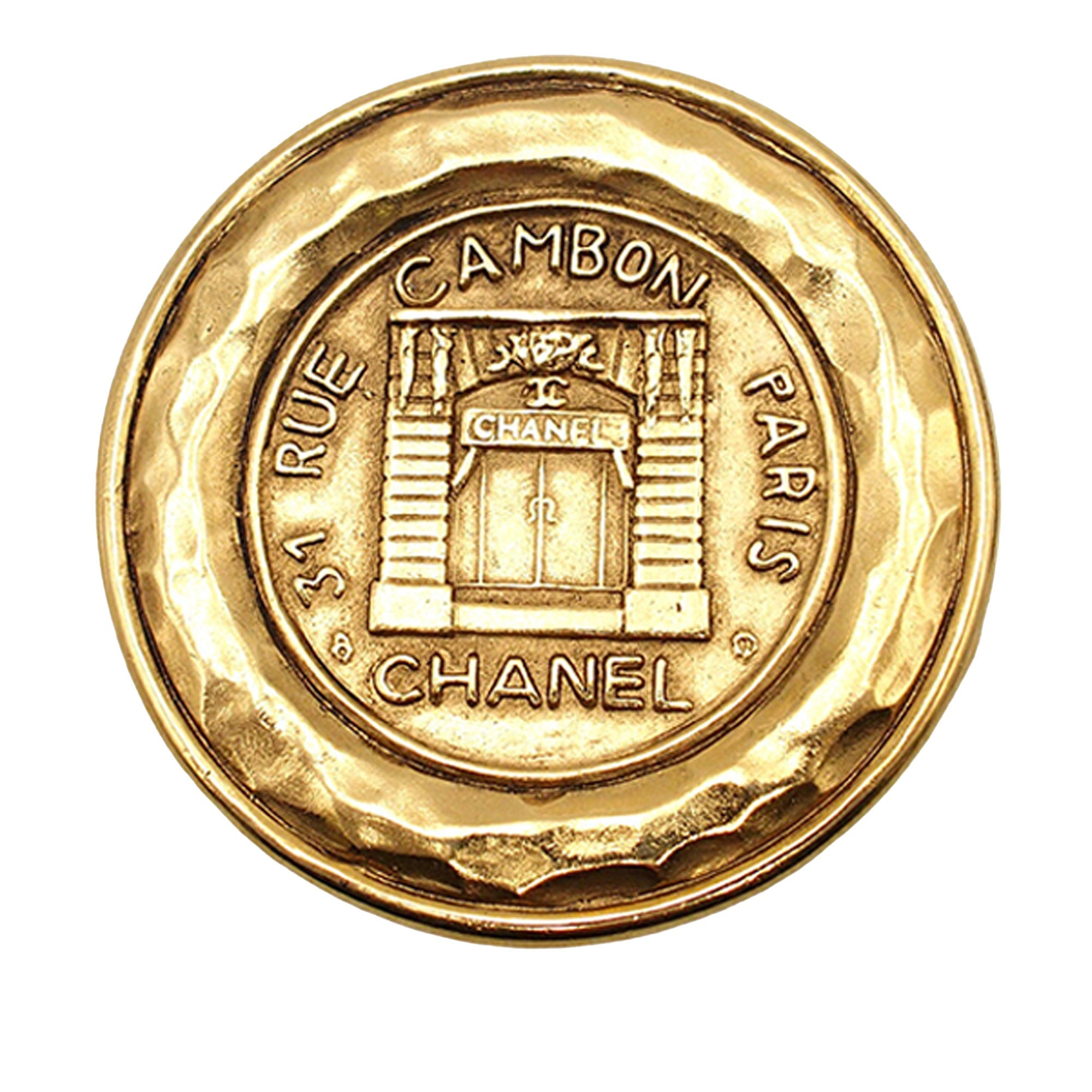 Gold Plated 31 Rue Cambon Medallion Brooch