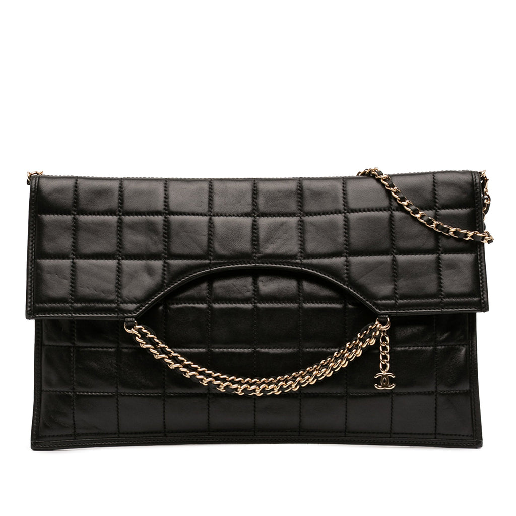CC Chocolate Bar Lambskin Fold Down Envelope Shoulder Bag