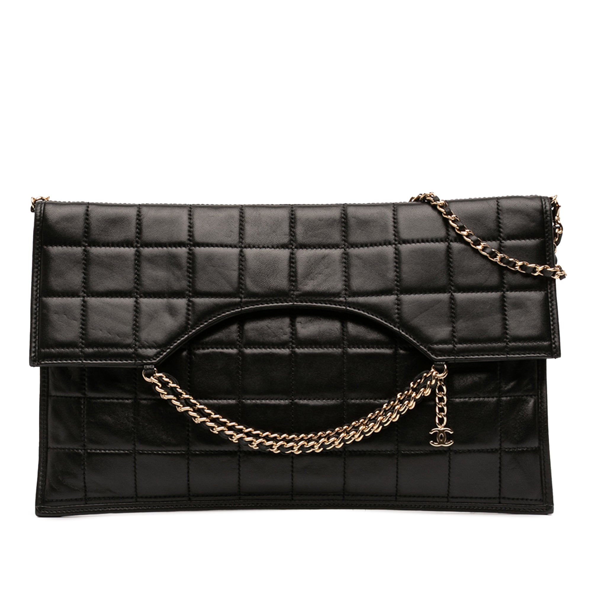 CC Chocolate Bar Lambskin Fold Down Envelope Shoulder Bag
