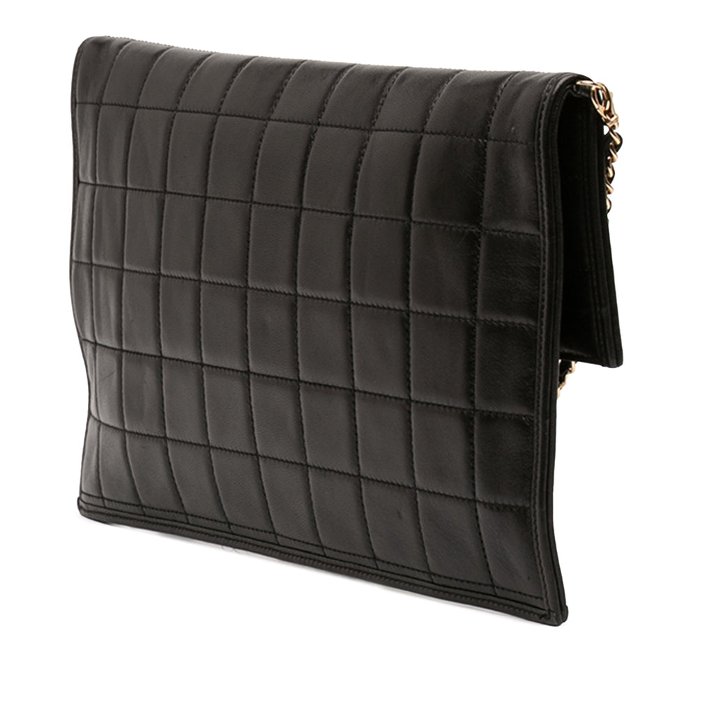 CC Chocolate Bar Lambskin Fold Down Envelope Shoulder Bag