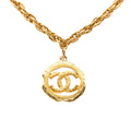 CC Gold Plated Round Pendant Necklace