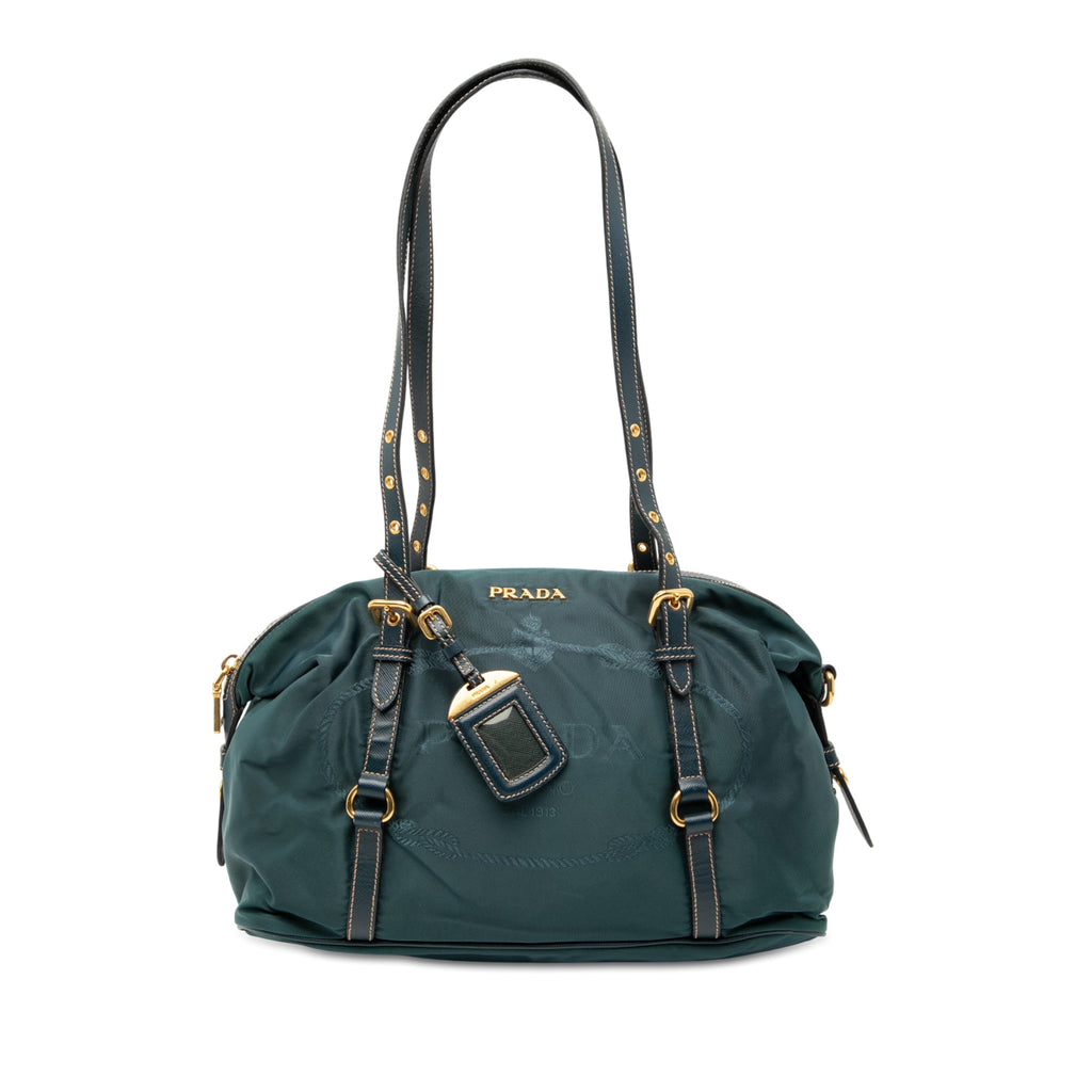 Saffiano Trimmed Tessuto Logo Satchel