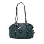 Saffiano Trimmed Tessuto Logo Satchel