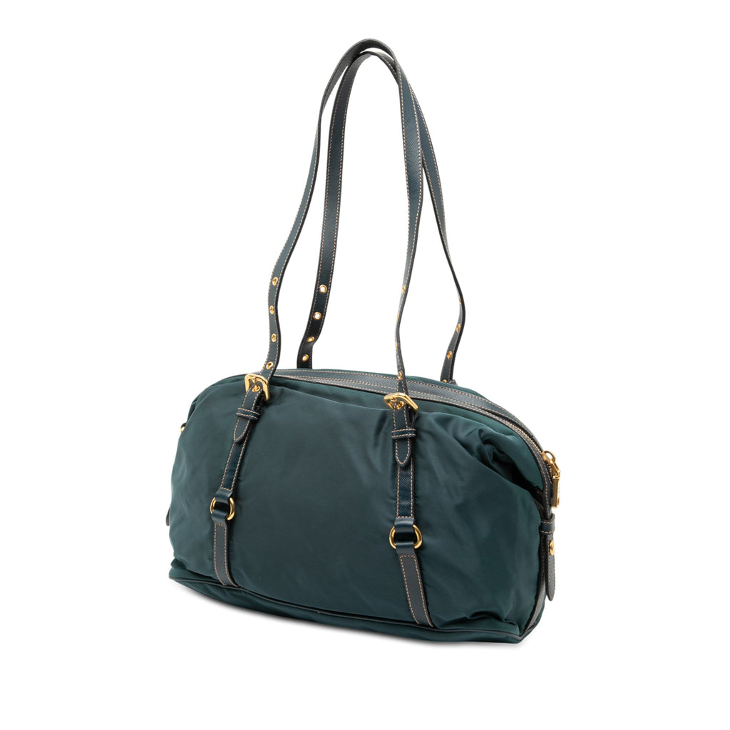 Saffiano Trimmed Tessuto Logo Satchel