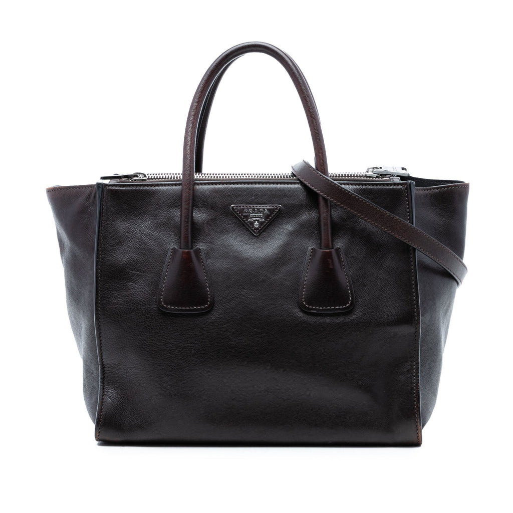 Glace Calf Twin Pocket Double Handle Satchel