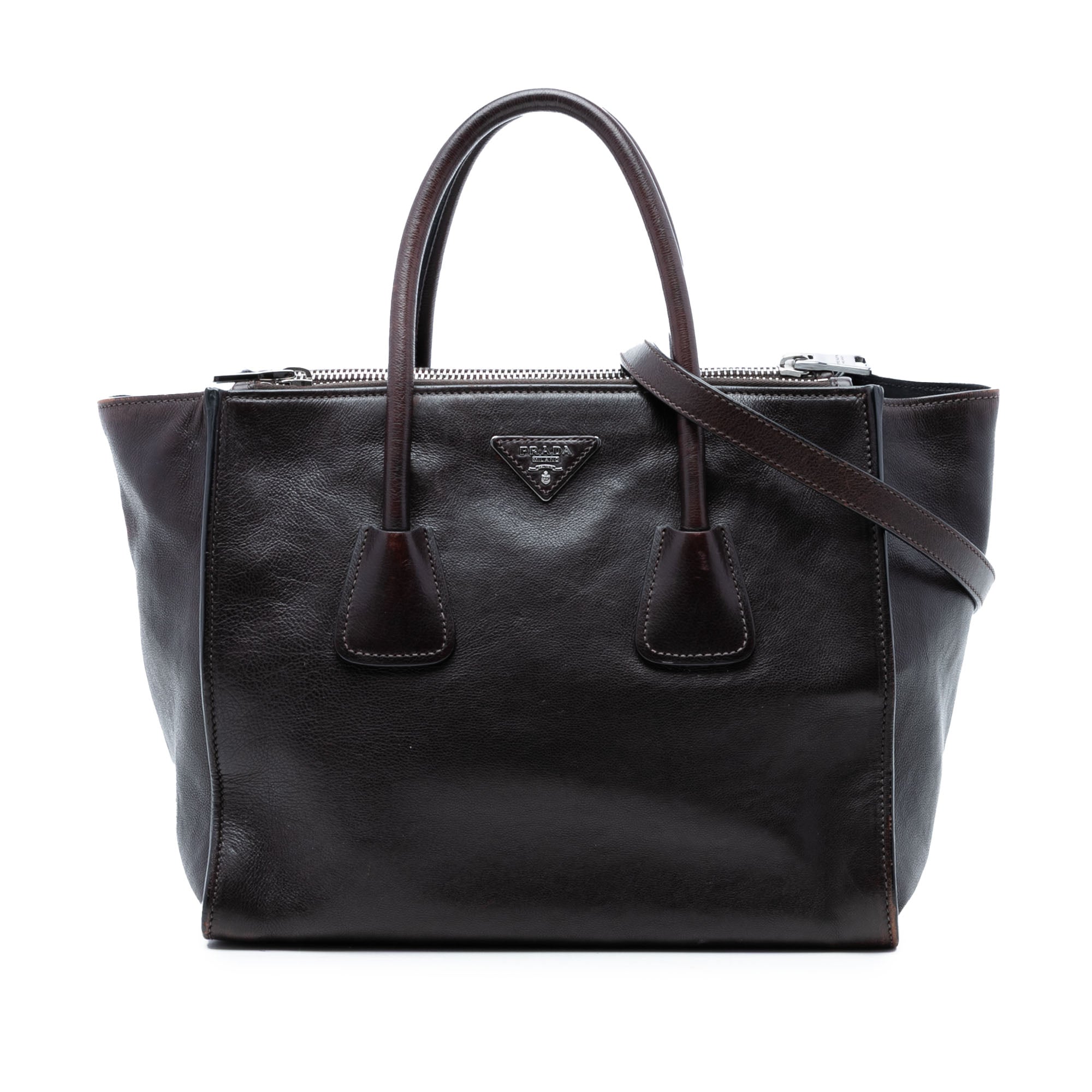 Glace Calf Twin Pocket Double Handle Satchel
