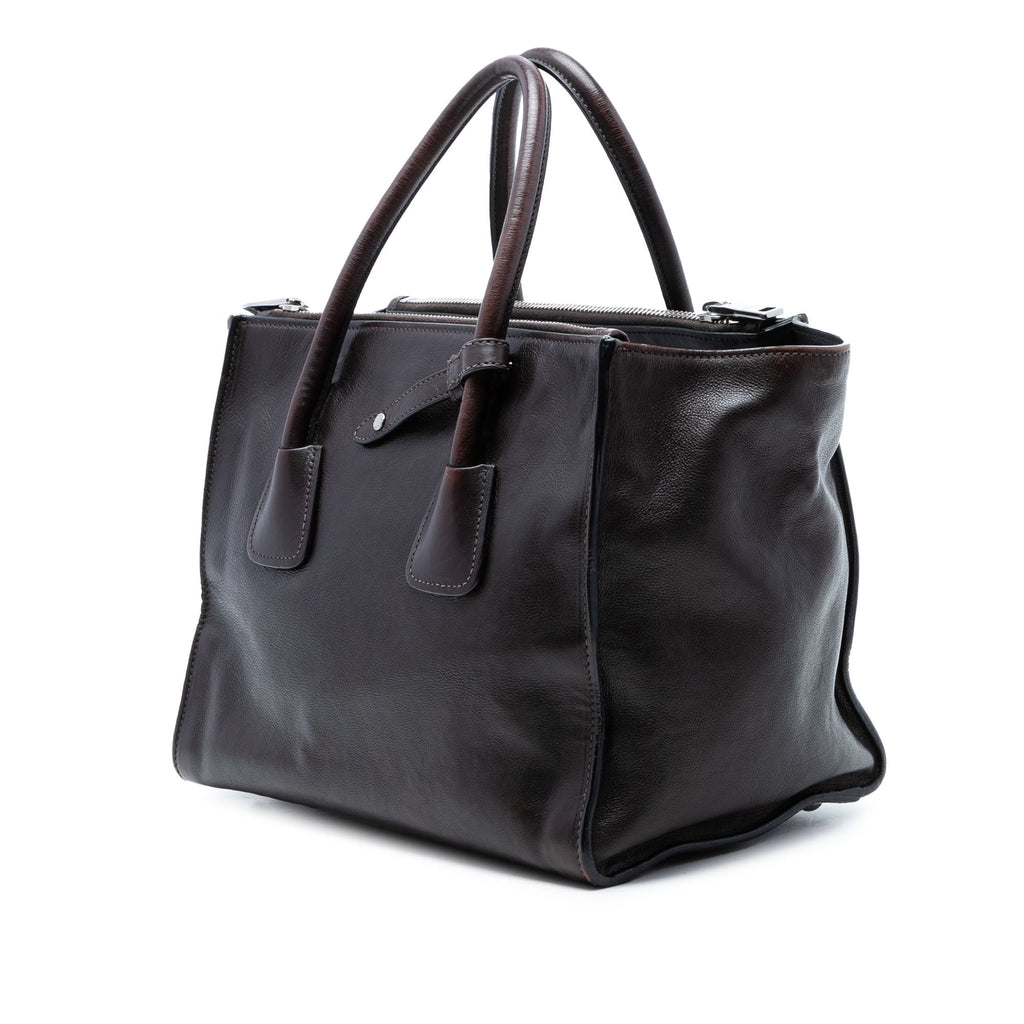 Glace Calf Twin Pocket Double Handle Satchel