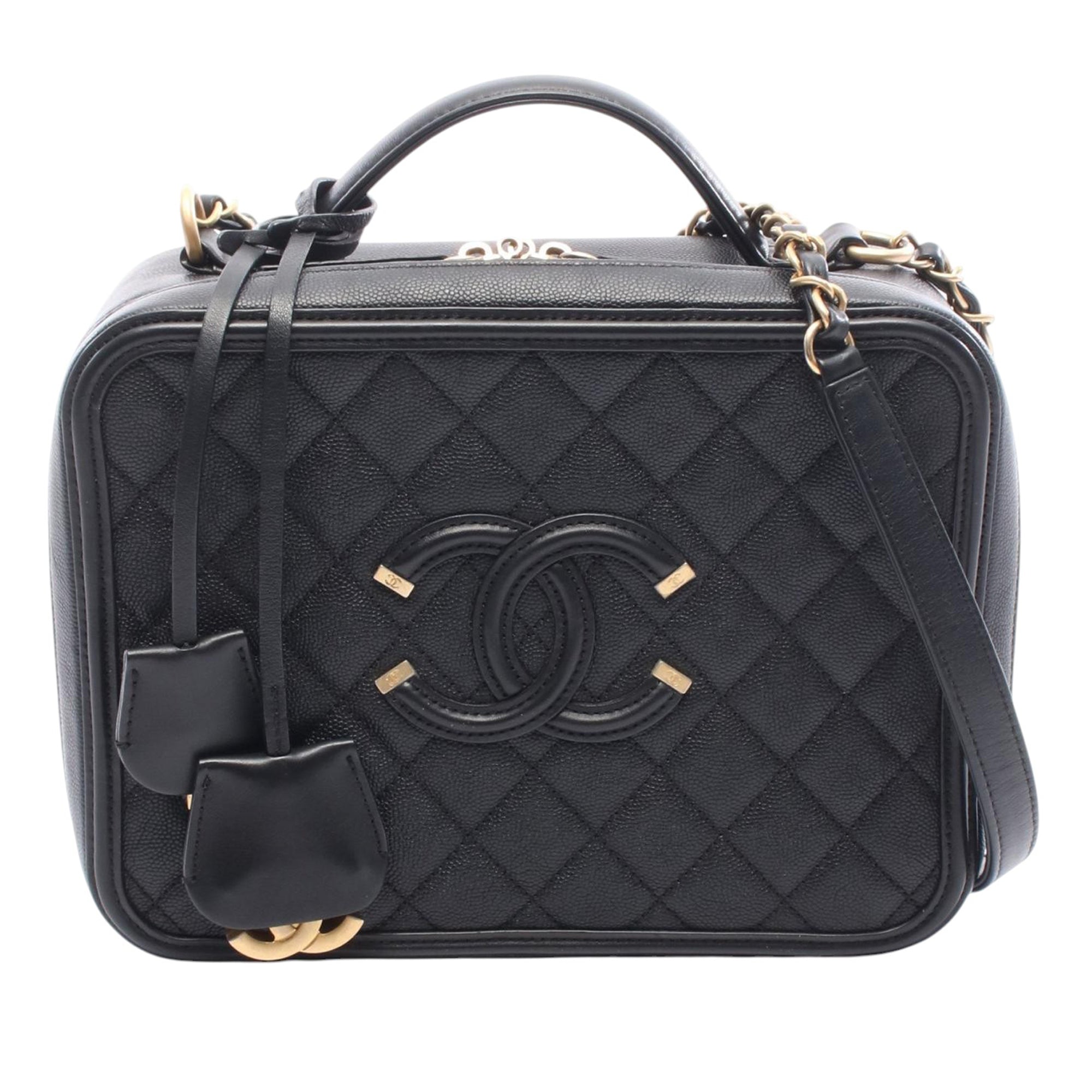 Large Caviar CC Filigree Vanity Case
