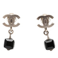 CC Brass Cube Rhinestone Drop Clip On Earrings