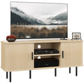 TV Stand Cabinet for TVs up to 55 Inches, TV Unit with Storage Shelves & Cupboard, Oak Tone