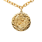 Gold Plated Medallion Lion Crest Necklace