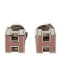 Palladium Plated Enamel Cage D H Push Back Earrings