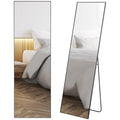 Full-Length Floor Mirror 50 x 161.5 cm with Aluminium Alloy Frame & Tempered Glass, Black