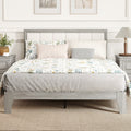 Full Size Bed Frame with Upholstered Headboard, No Box Spring Needed, Easy Assembly, Gray
