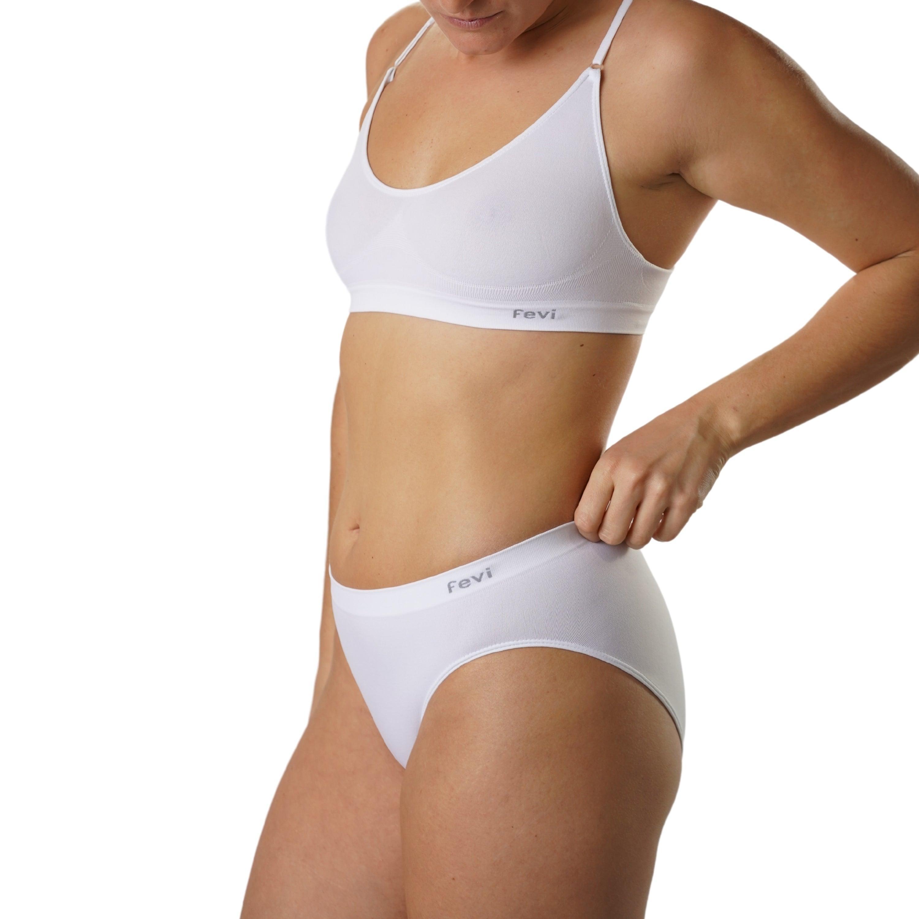 FEVI | Pack de 12 Braguitas Tiro Medio en 1 o 3 Colores Diferentes: Blanco, Negro y Beige | Talla única M-L