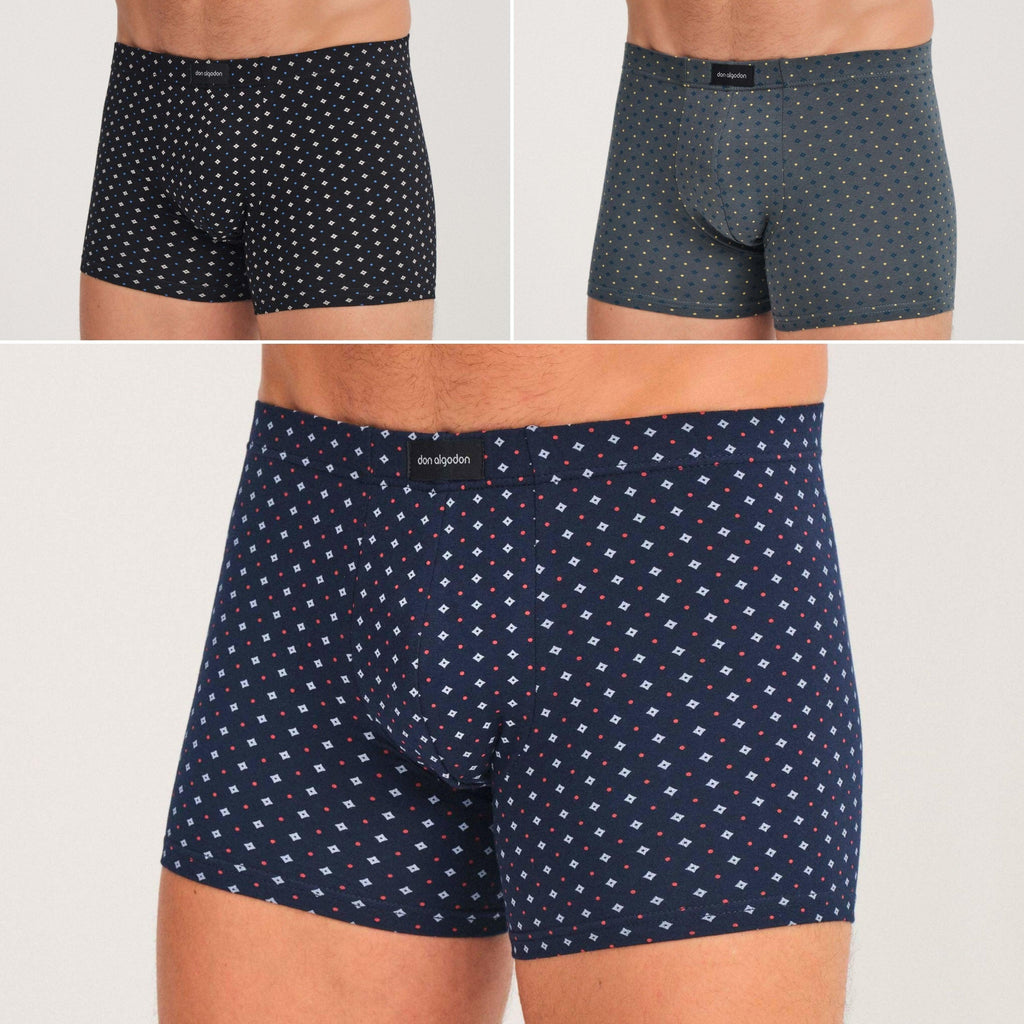 Don Algodon Premium | Pack 3 Boxers Hombre | Suaves y Transpirables | Negro, Marino, Verde
