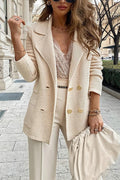 Double Breasted Textured Cardigan with Pockets