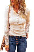 Suzanne Lace Splice Long Sleeve Blouses