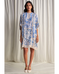 Silk-Linen Porcelain Print Patchwork Dress By KYNAH, Luxury Indian Fashion & Bridal Wear