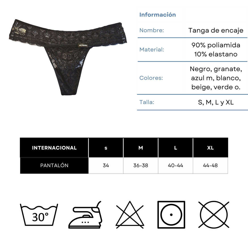 Don Algodon | Pack de 6 Tangas de Encaje | Suaves y Cómodas
