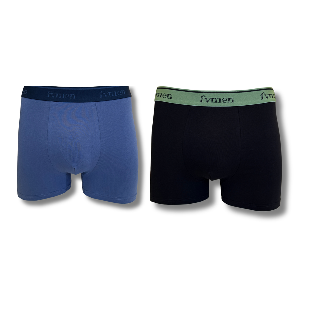 FEVI | Pack 6 Boxers Hombre Algodón | Colores: Azul, Negro, Verde, Marino, Gris, Azulado | Cómodos para Uso Diario
