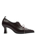 Burgundy Leather Lace-Up Heeled Pumps
