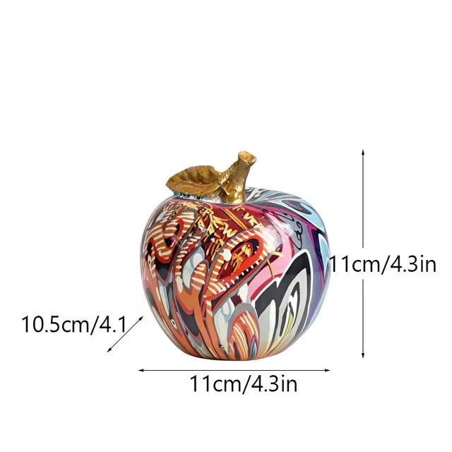 ArtZ® Graffiti Painted Apple Sculpture - 4.3 by 4.3 by 4.1 inch (11x11x10.5cm)