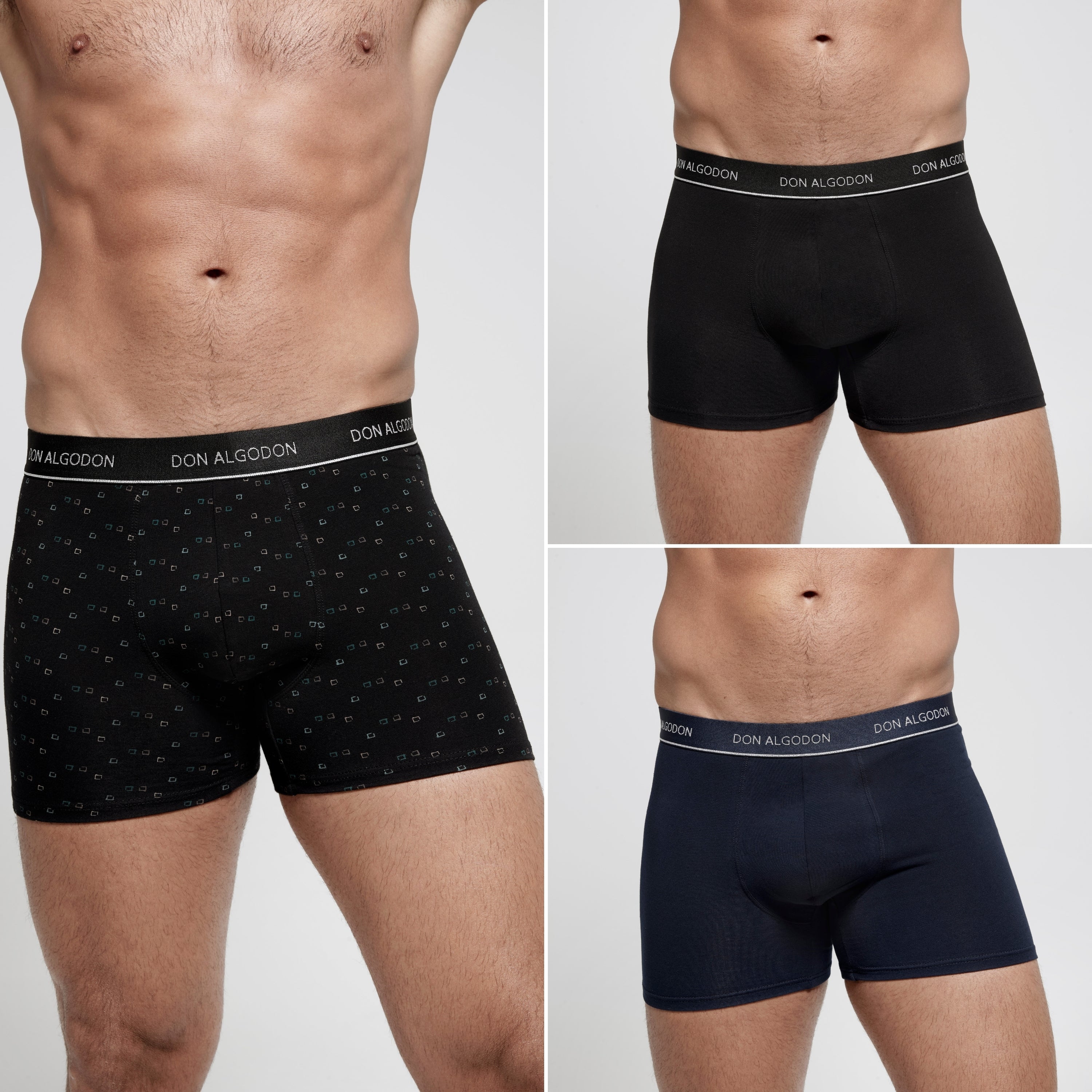 Don Algodon Pack 6 Calzoncillos Hombre Suaves y Transpirables | 1 Unidad por Color | 3 Estampados y 3 Lisos