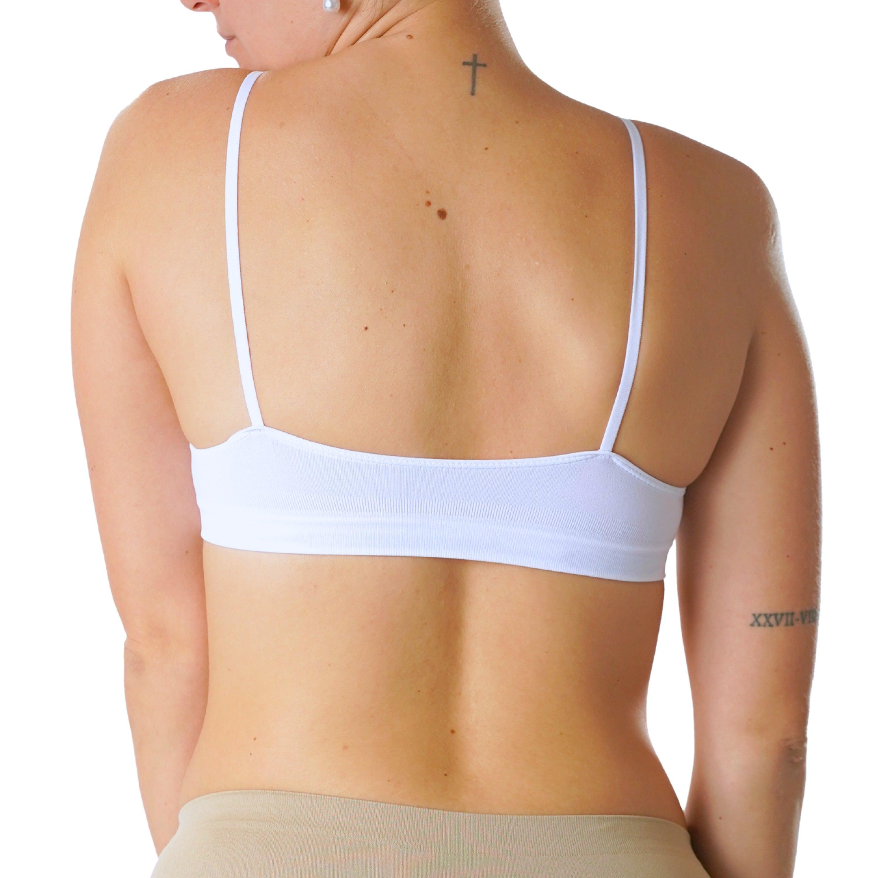 FEVI | Pack de 6 Tops con Tiras Ajustables en Negro, Beige y Blanco | Talla Única desde la 85 a la 95 | Sin Relleno