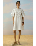 Cutwork Embroidered Denim Dress By KYNAH, Luxury Indian Fashion & Bridal Wear