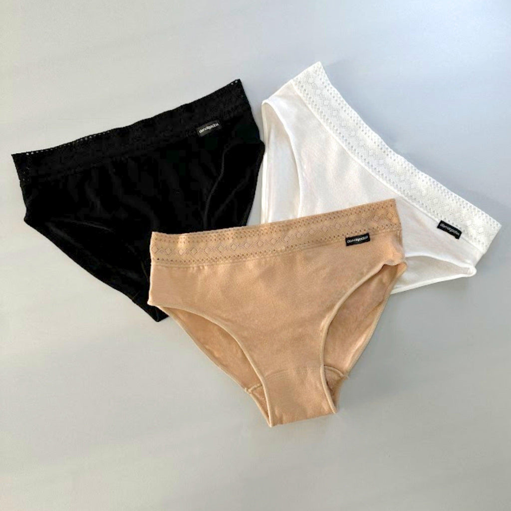 Don Algodon | Pack 6 Braguitas Algodón para Mujer | en 1 o 3 Colores: Negro, Beige y Blanco