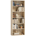 6-Tier Freestanding Bookshelf with Adjustable Shelves, Oak Wood Effect, 60 x 24 x 158.5 cm