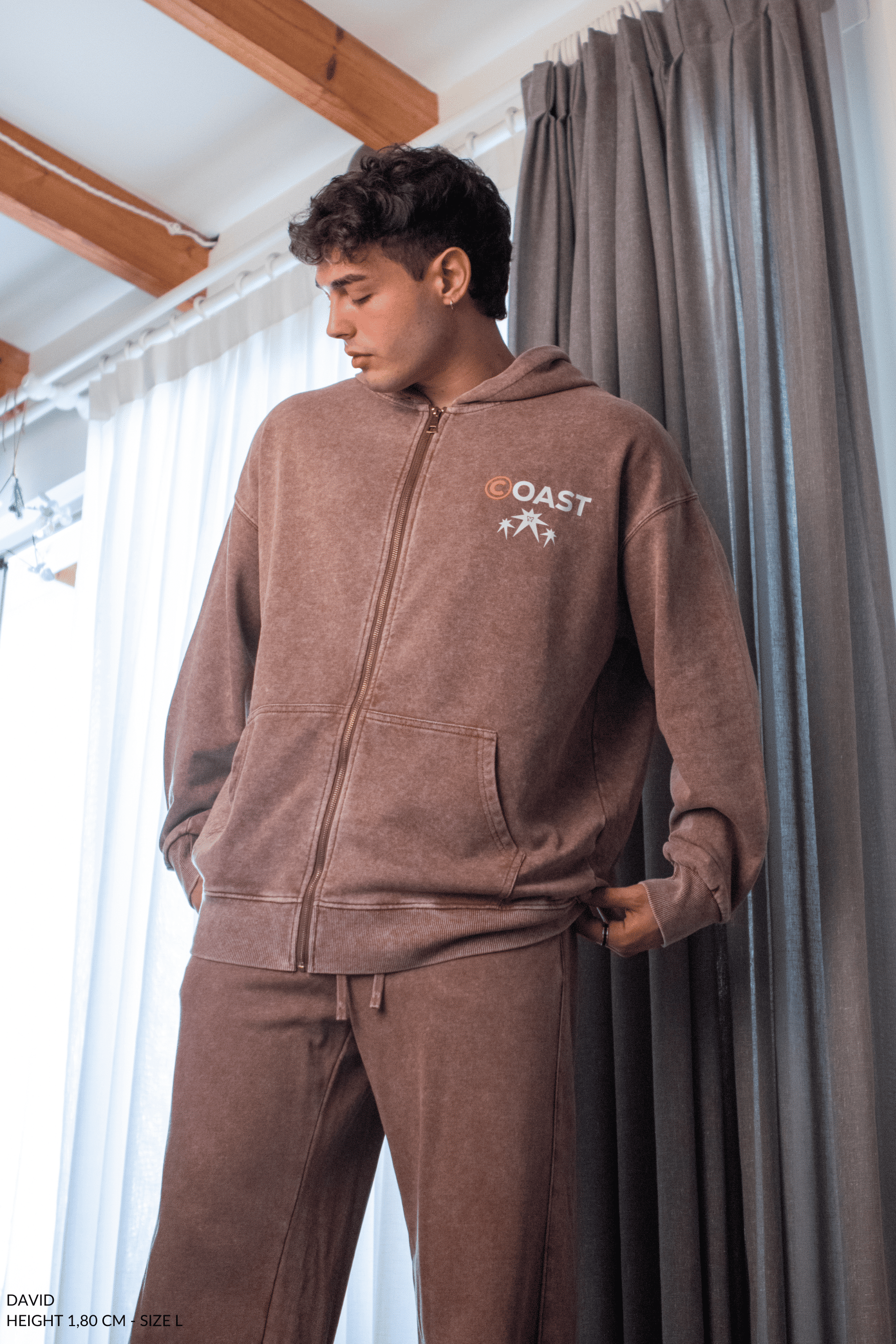 Washed Brown Wide Leg Joggers