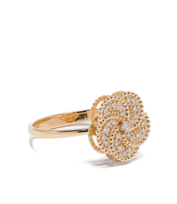 La Prima Gioielli Diamond Floral Pave Ring — Gold