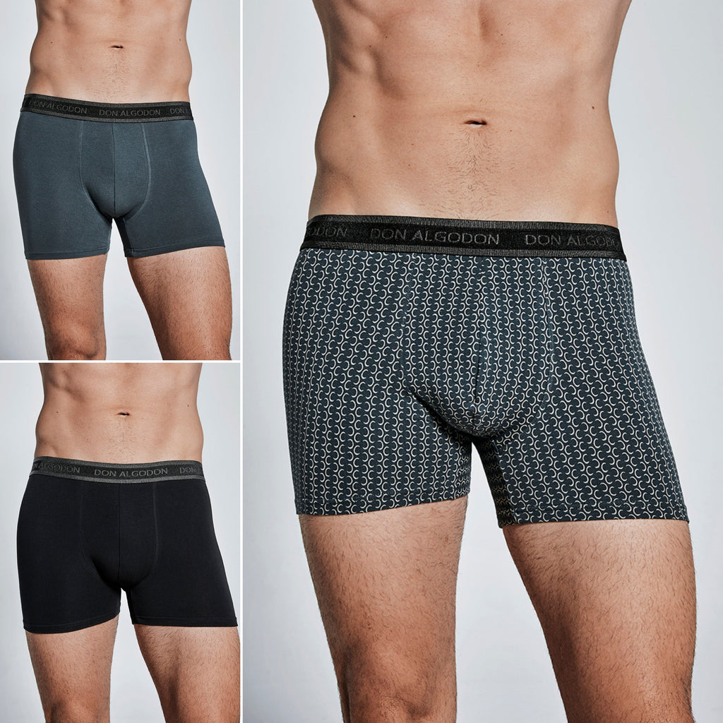 Don Algodon | Pack de 6 Boxers Para Hombre Lisos y Estampados | Suaves y Transpirables | 93% de Algodon | Maximo Confort | Para Uso Diario | 5 Tallas Disponibles