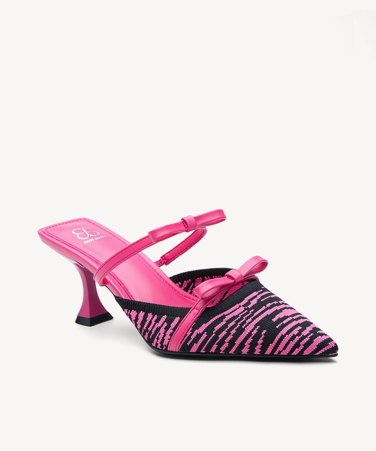 Bowtention Pointed Toe Heeled Mule - Hot Pink Zebra / US 7 | EU 37.5 | UK 5