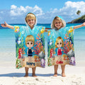 Toalla de playa con capucha Personalizada Mundo Submarino Océano Tortuga Marina Delfín Personaje de dibujos animados Nombre Vacaciones en la playa Favor Viaje Cumpleaños Regalo para niños