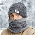 Set de gorro de punto y cuello polar personalizado con nombre e inicial grueso para actividades al aire libre regalo de cumpleaños para familia