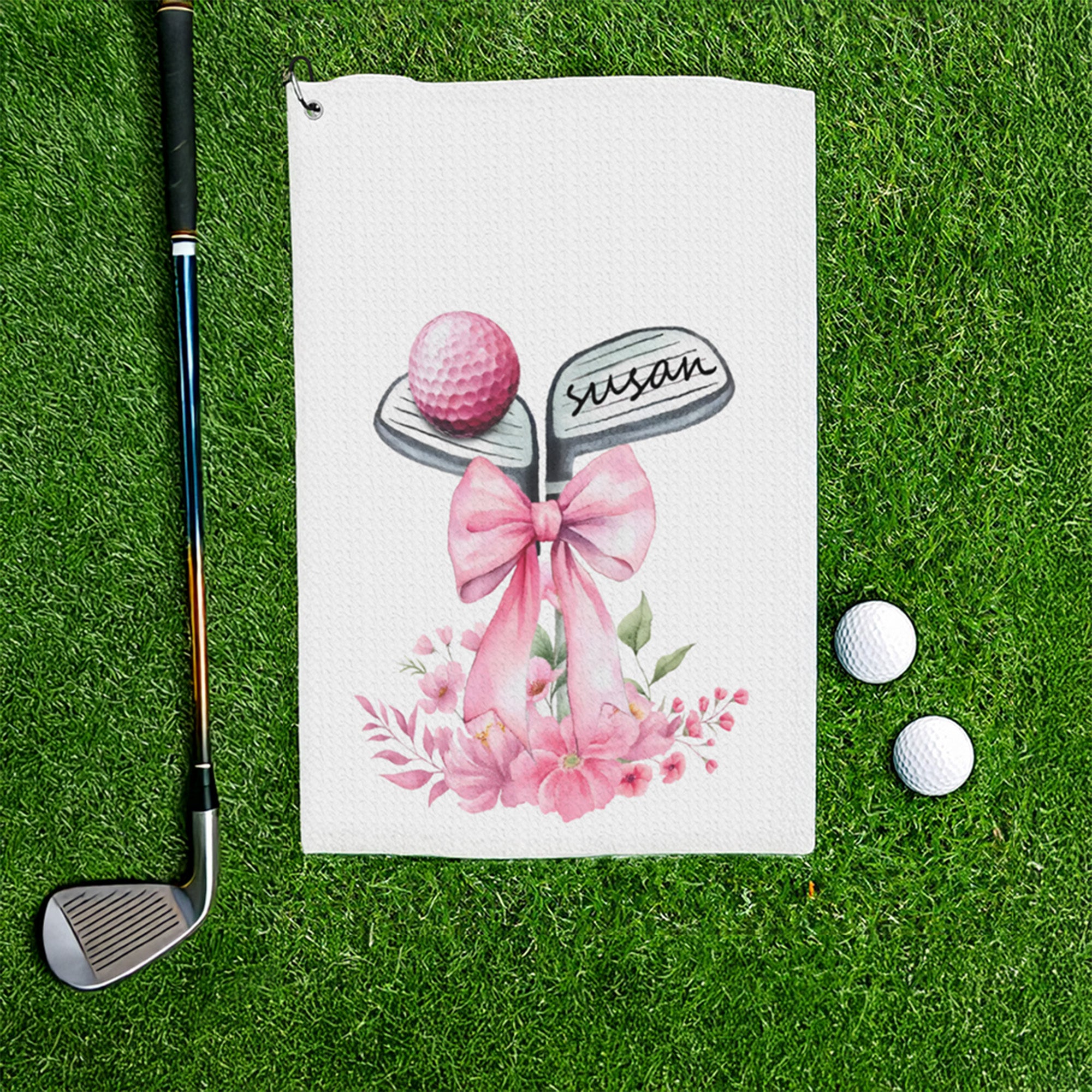 Toalla deportiva de secado rápido con nombre y clip para colgar Regalo de cumpleaños para mujeres amantes del golf